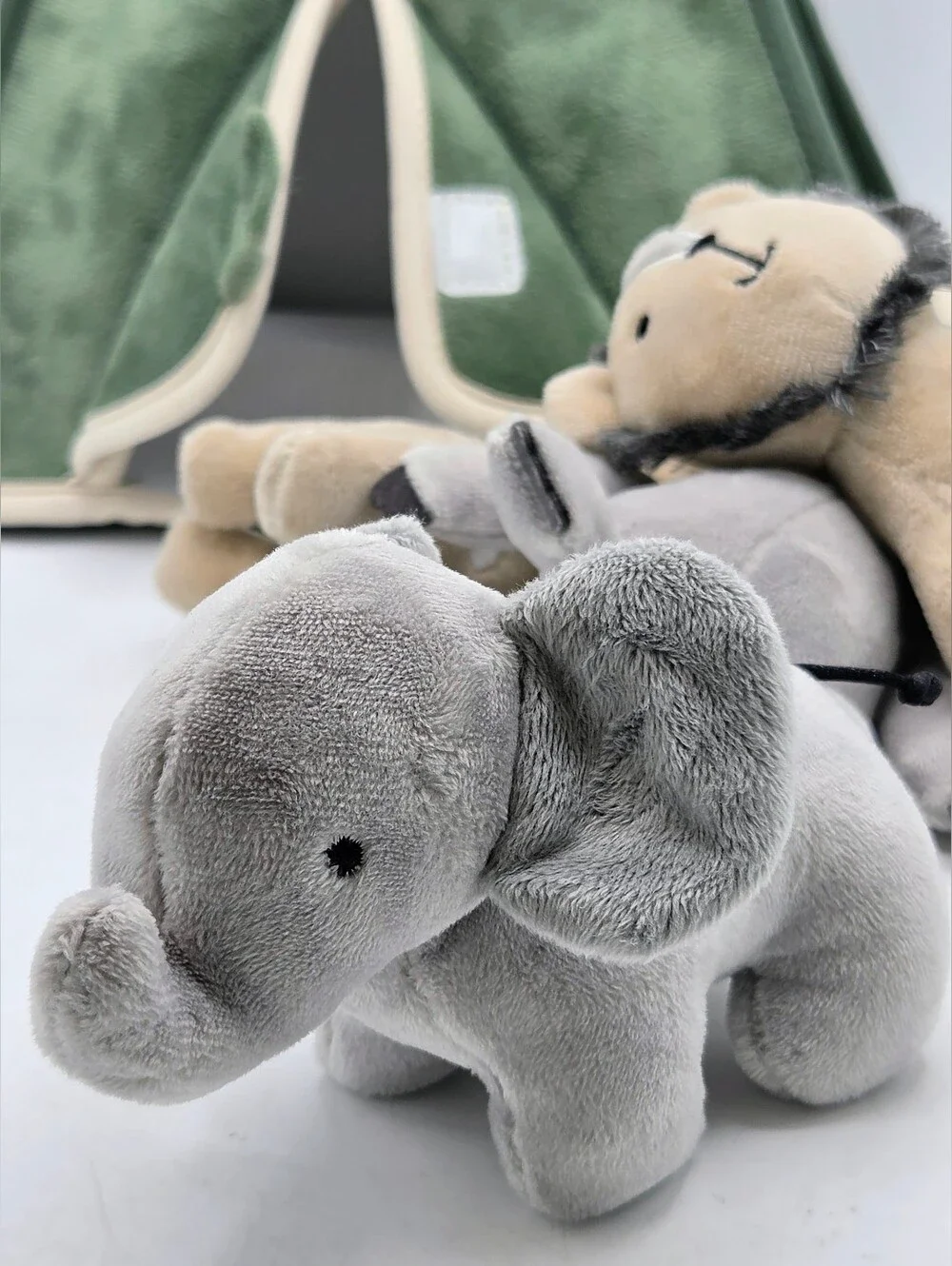 Lambs & Ivy Safari Tent Plush Nursery Toy Set Green Plush Animals 5pc - Picture 12 of 16